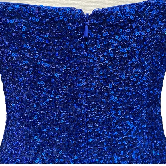 La Femme Royal Blue Strapless Sequin Mini Dress Size 6 - Picture 5 of 11